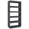 vidaXL Book Cabinet/Room Divider Grey 80x35x167 cm Solid Wood Pine
