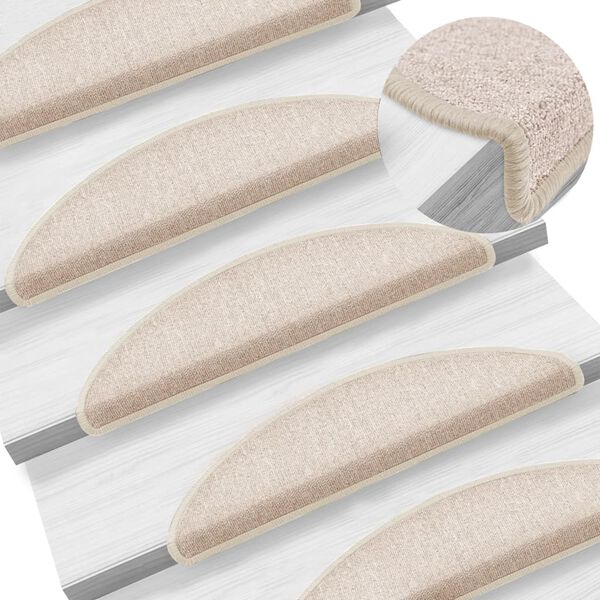 vidaXL Stair Mats 15 pcs 56x17x3 cm Taupe Half Round