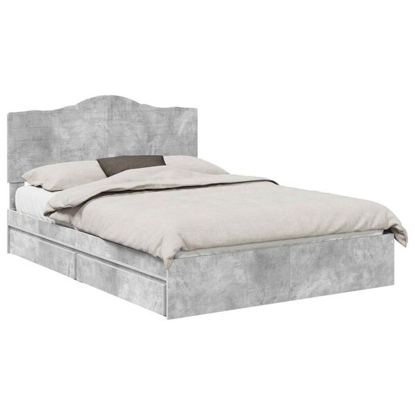 vidaXL Storage Bed Concrete Grey 150 x 200 cm Engineered Wood
