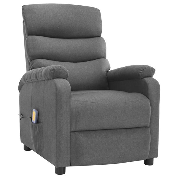 vidaXL Wing Back Massage Chair Light Grey Fabric