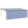 vidaXL Retractable Awning Manual Blue and White 400 x 200 cm