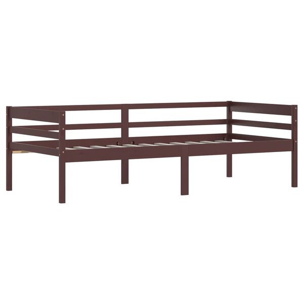 vidaXL Bed Frame without Mattress Dark Brown Solid Pinewood 90x200 cm