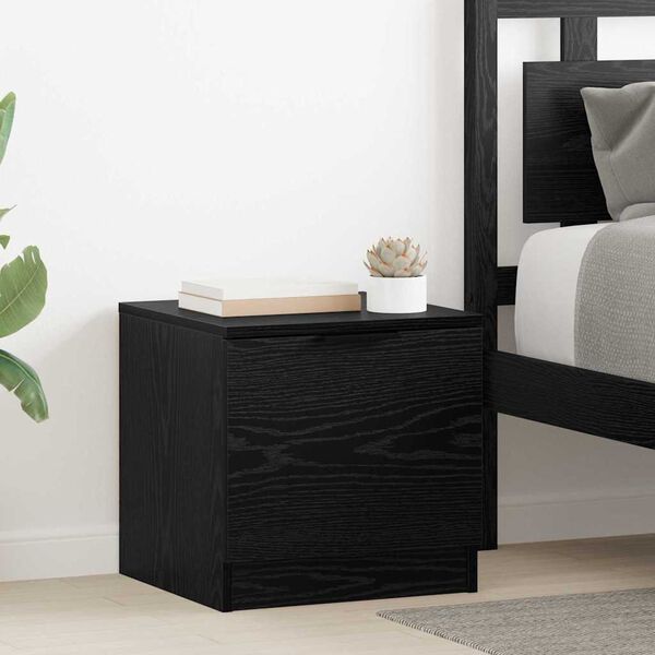 vidaXL Bed Cabinet 2 pcs Black Oak 40 x 39 x 40cm Engineered Wood