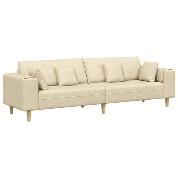 vidaXL Fabric Sofa with Cushion Cream 208 cm Fabric