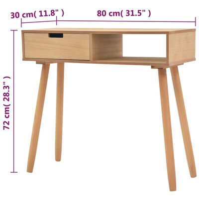 vidaXL Console Table Solid Pinewood 80x30x72 cm Brown