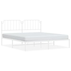 vidaXL Metal Bed Frame without Mattress with Headboard White 160x200cm
