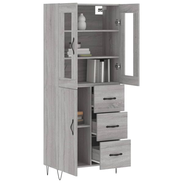 vidaXL Highboard Grey Sonoma 69.5x34x180 cm Engineered Wood