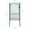 vidaXL Fence Gate with Spikes Green 100 x 175 cm Powder-coated steel