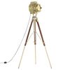 vidaXL Floor Lamp | Natural and brass | Solid mango wood | Large | Floor Lamp