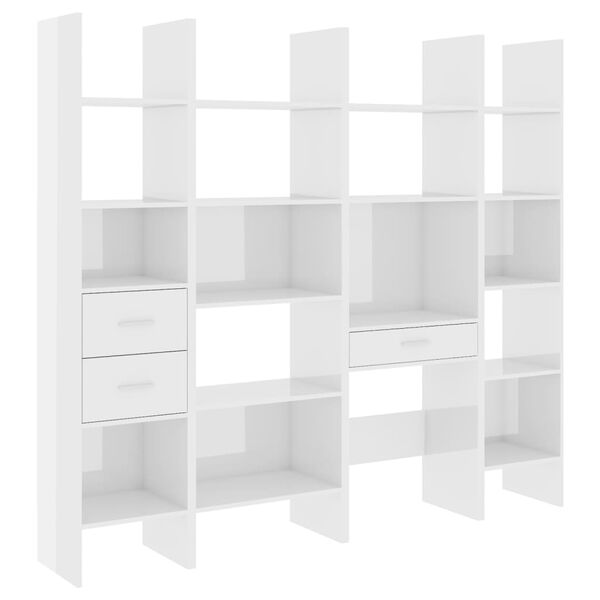 vidaXL 4 Piece Book Cabinet Set High Gloss White Engineered Wood