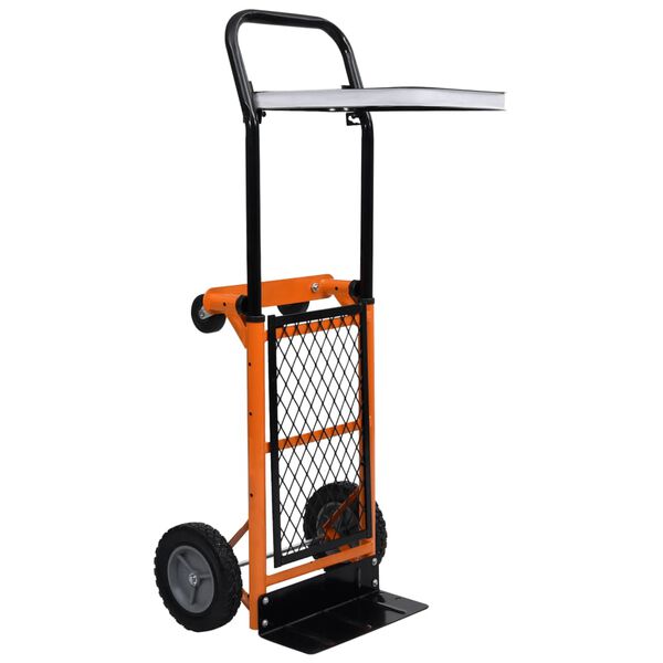 vidaXL 2-in-1 Foldable Platform Hand Truck with Leaf Bag Support