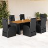 vidaXL 7 Piece Garden Dining Set with Cushions Black Poly Rattan