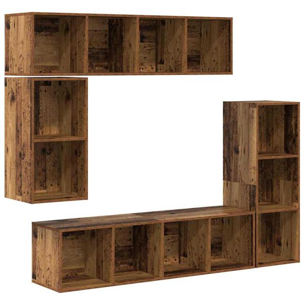 vidaXL TV Cabinet Set Wall-mounted 4 pcs Old Wood Engineered Wood