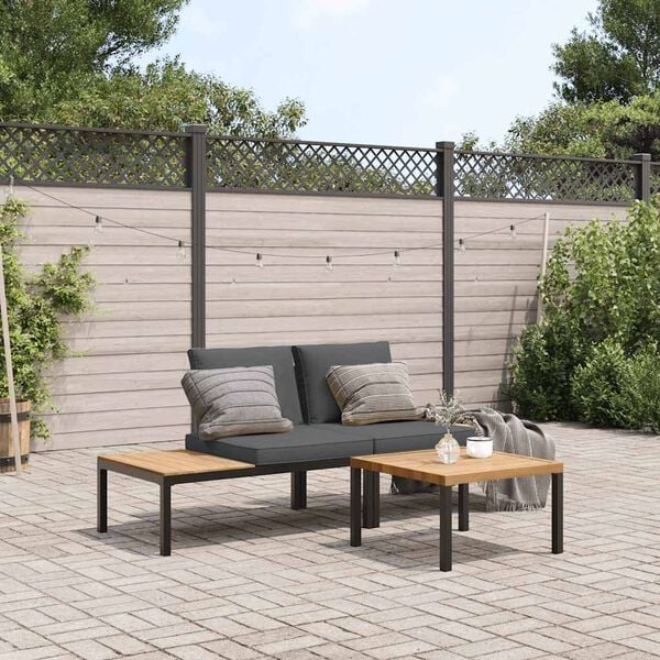 vidaXL 3 Piece Garden Sofa Set with Cushions Black Aluminium