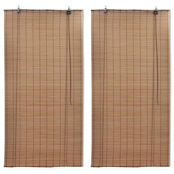 vidaXL Bamboo Roller Blinds 2 pcs Brown 120 x 220 cm