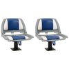 vidaXL 4 Piece Foldable Boat Seat Set Blue and White 48x51x41 cm