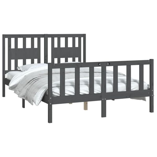 vidaXL Bed Frame without Mattress Grey Solid Wood Pine 120x200 cm