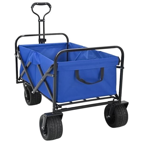 vidaXL Folding Hand Trolley Manual Blue 89 x 63 x 96 cm