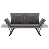 vidaXL Garden Bench with Cushions Grey 176 cm Poly Rattan