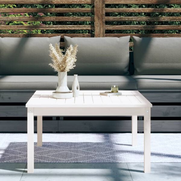 vidaXL Garden Table White 82.5x82.5x45 cm Solid Wood Pine
