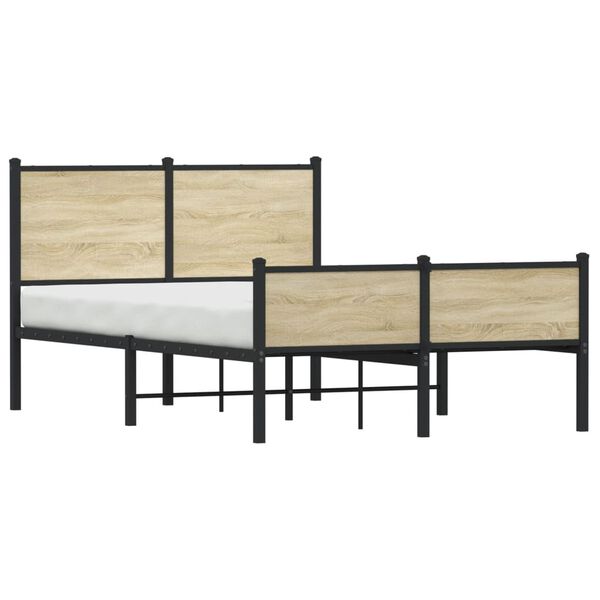 vidaXL Metal Bed Frame without Mattress Sonoma Oak 120x190 cm Small Double