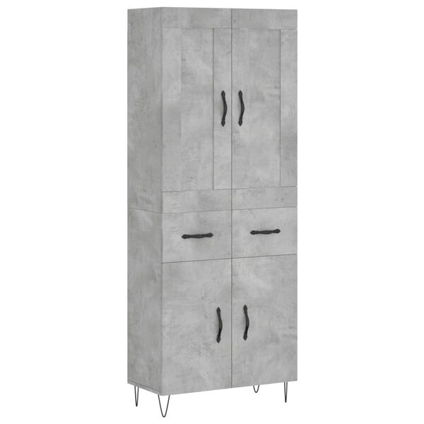 vidaXL Highboard Concrete Grey 69.5x34x180 cm Engineered Wood