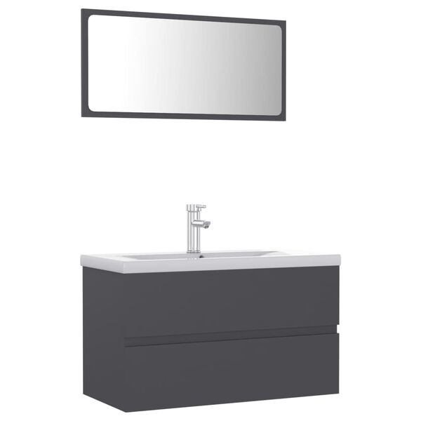vidaXL Bathroom Furniture Set Grey Engineered Wood