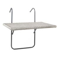 HI Folding Balcony Table with Wicker Look Top 60x40 cm Grey