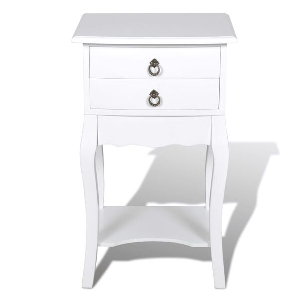 vidaXL Nightstand with 2 Drawers White