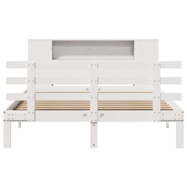 vidaXL Bookcase Bed without Mattress White 160x200cm Solid Wood Pine