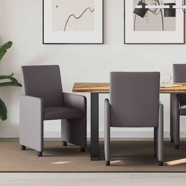 vidaXL Dining Chairs with Wheels 2 pcs Grey 57 x 66 x 94 cm