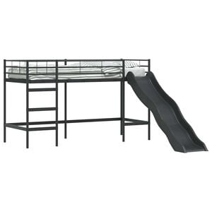 vidaXL Kids'Loft Bed Frame with Slide Black and Anthracite