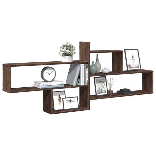 vidaXL Wall Shelf Brown Oak 167.5x18x68 cm Engineered Wood