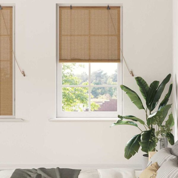 vidaXL Roller Blind with Curtains Manual Brown 90 x 160 cm Bamboo