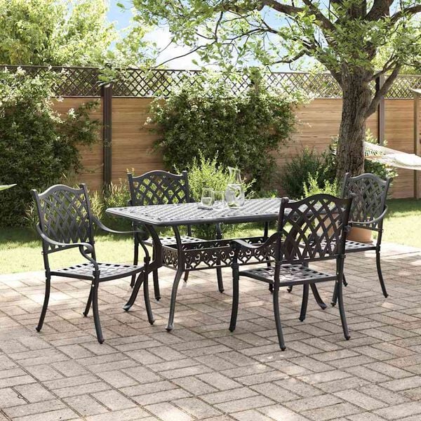vidaXL Garden Dining Set 5 pcs Black Aluminium