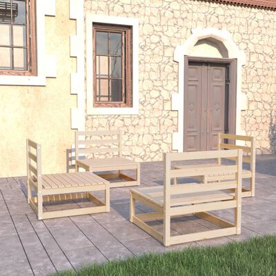 vidaXL 4 Piece Garden Lounge Set Solid Wood Pine