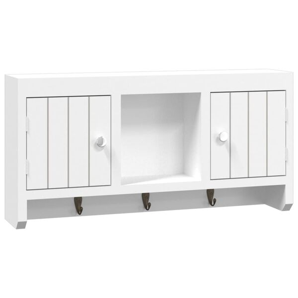vidaXL Key Cabinet White 40x8.5x20 cm Engineered Wood&Steel
