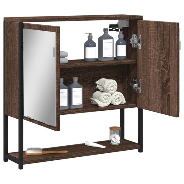 vidaXL Bathroom Mirror Cabinet Brown Oak 60x16x60 cm Engineered Wood