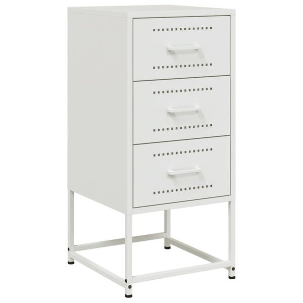 vidaXL Bedside Cabinet White 36x39x78 cm Steel