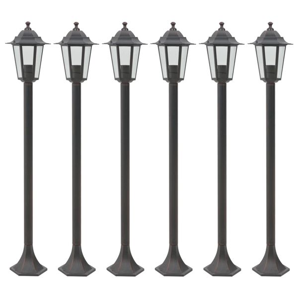 vidaXL Garden Post Lights 6 pcs E27 110 cm Aluminium Bronze