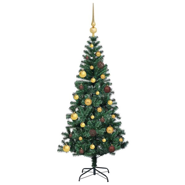 vidaXL Artificial Pre-lit Christmas Tree Green 150 cm PVC and Metal