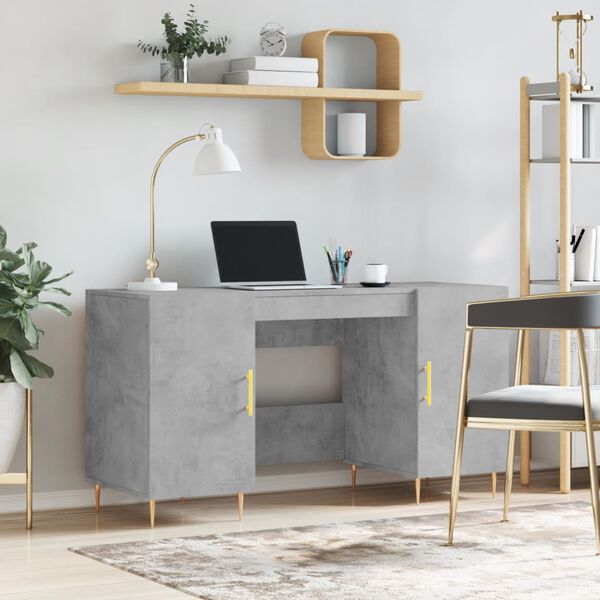 vidaXL Desk Concrete Grey 140x50x75 cm Engineered Wood