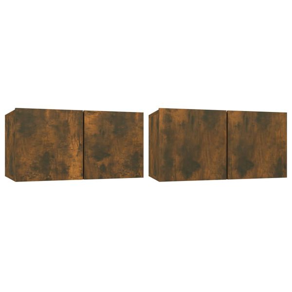 vidaXL 4 Piece TV Cabinet Set Smoked Oak Engineered Wood