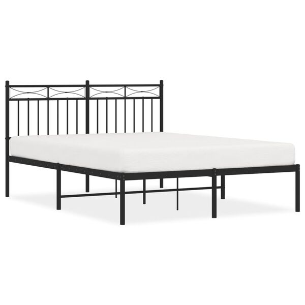 vidaXL Metal Bed Frame without Mattress with Headboard Black 140x200cm