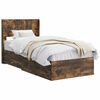 vidaXL Bed Frame with Storage and Headboard Smoked Oak 100 x 200 cm