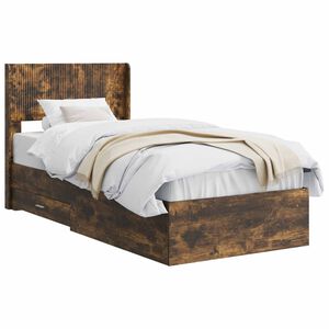 vidaXL Bed Frame with Storage and Headboard Smoked Oak 100 x 200 cm