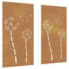 vidaXL Garden Wall Decorations 2pcs 105x55cm Corten Steel Flower Design