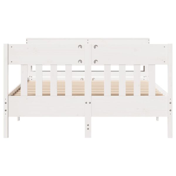 vidaXL Bed Frame without Mattress White 135x190 cm Double Solid Wood Pine