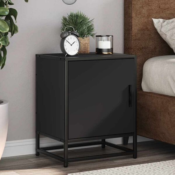 vidaXL Bedside Cabinets 2 pcs Black 40x31x50 cm Engineered Wood and Metal