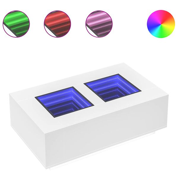 vidaXL Coffee Table with Infinity LED White 116x69x40 cm